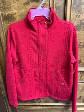 Women’s Red Zip Jacket with Stand Collar